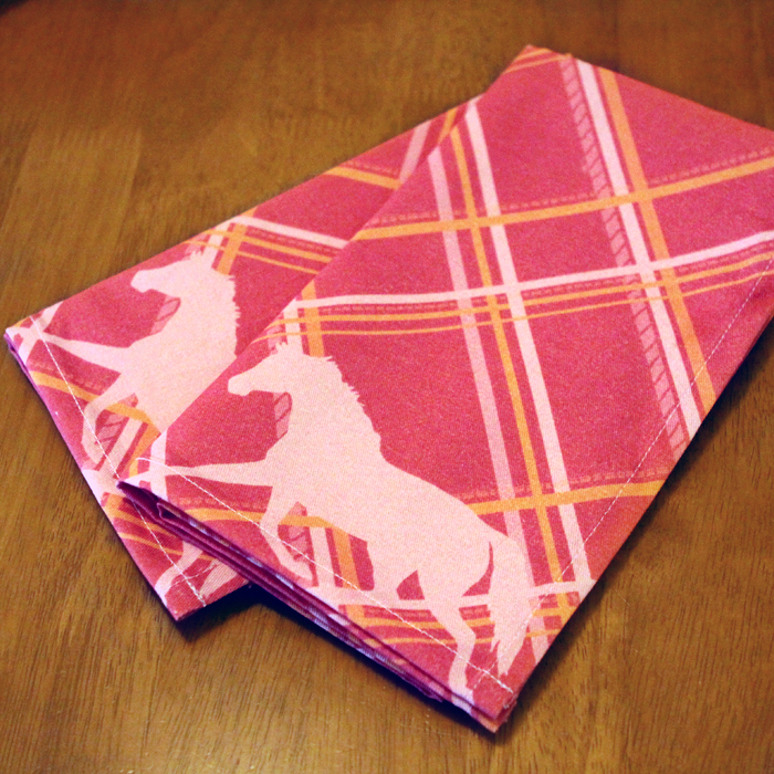 plaid pony equestrian themed cloth napkins