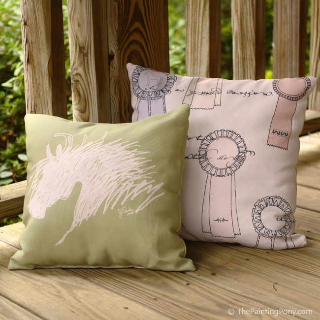 Equestrian Horse Show Ribbons Couch Throw Pillow